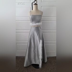 Silver 2-Piece A-line Formal Dress